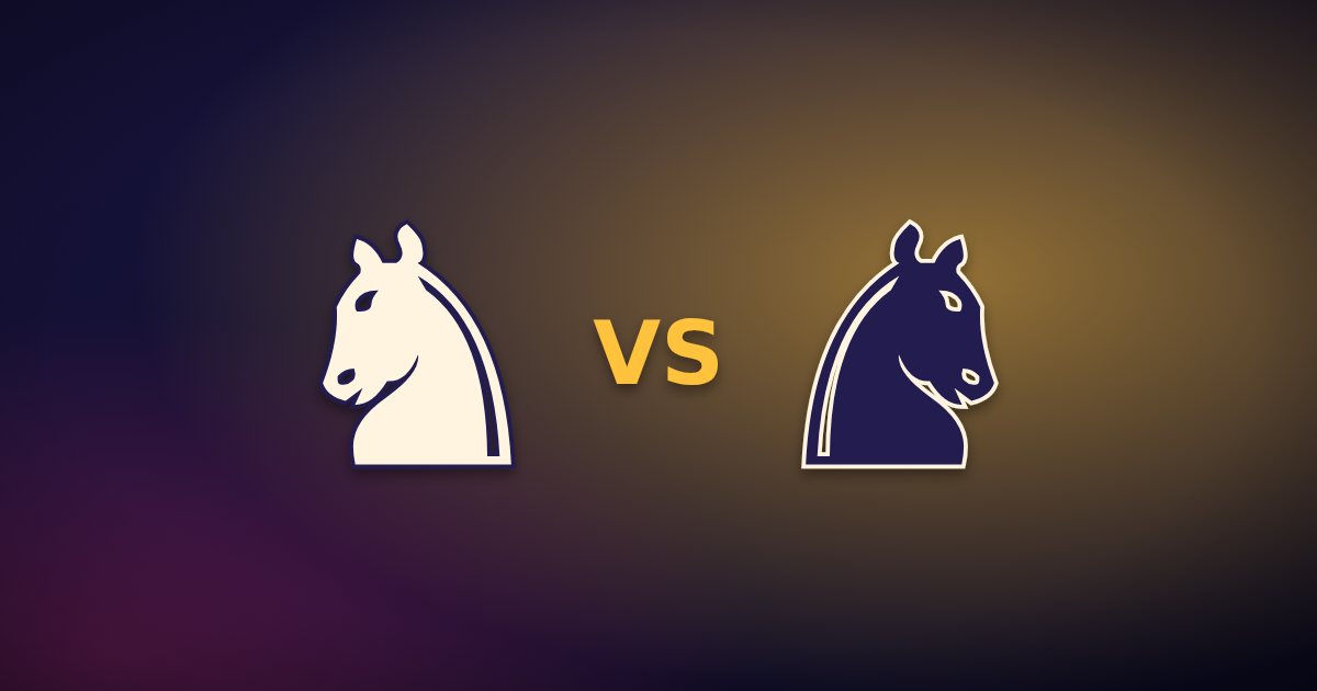 Two chess knights facing each other, for a team chess club match